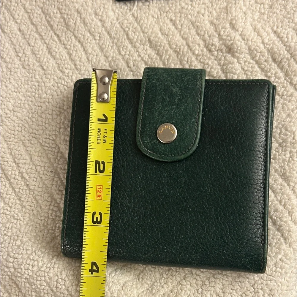 Lanvin Dark Green Leather Wallet Unisex Bill Fold Coins Card Slots